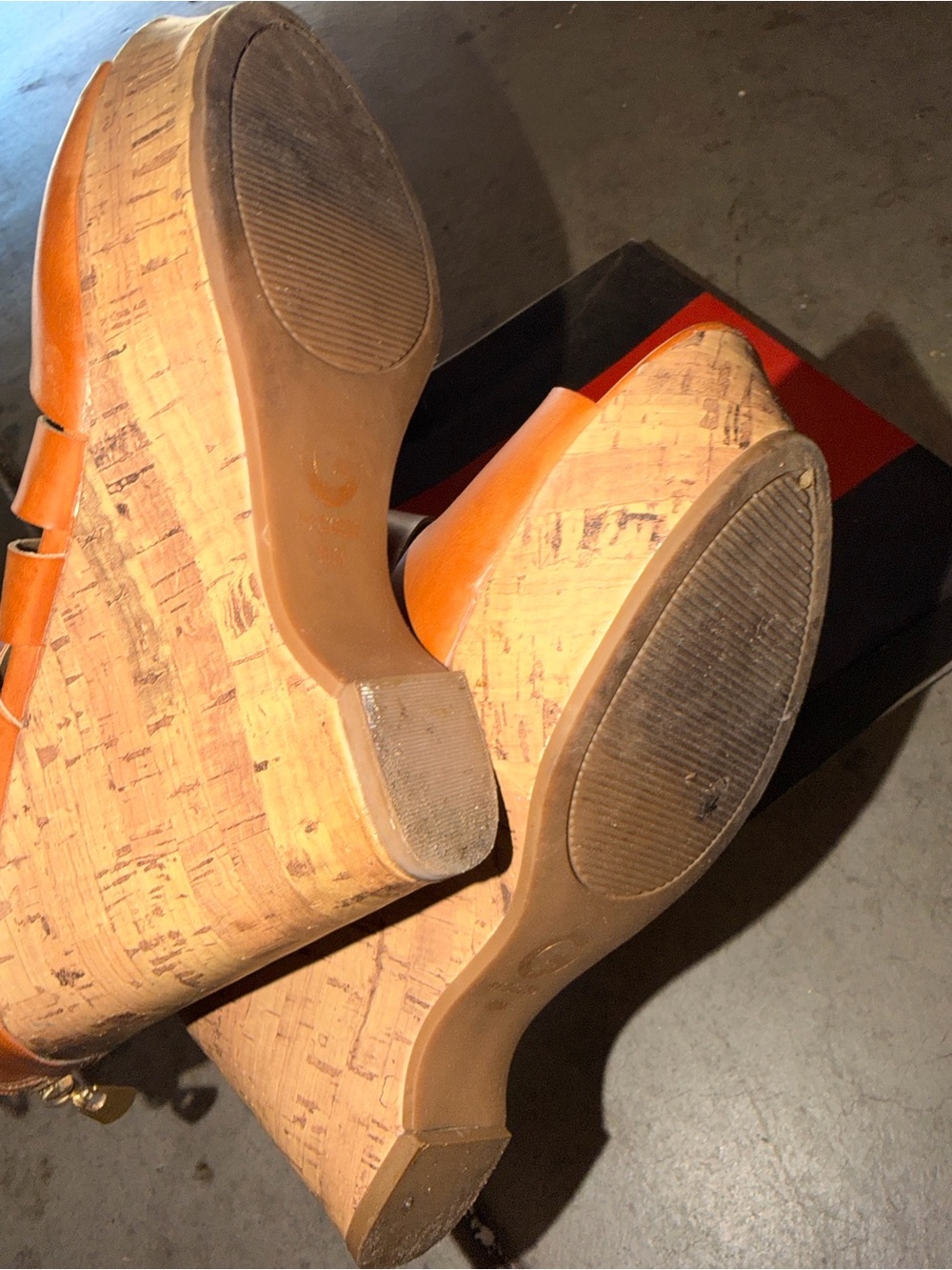GUESS Tan Cork Wedge Strappy Sandals - Picture 4 of 5